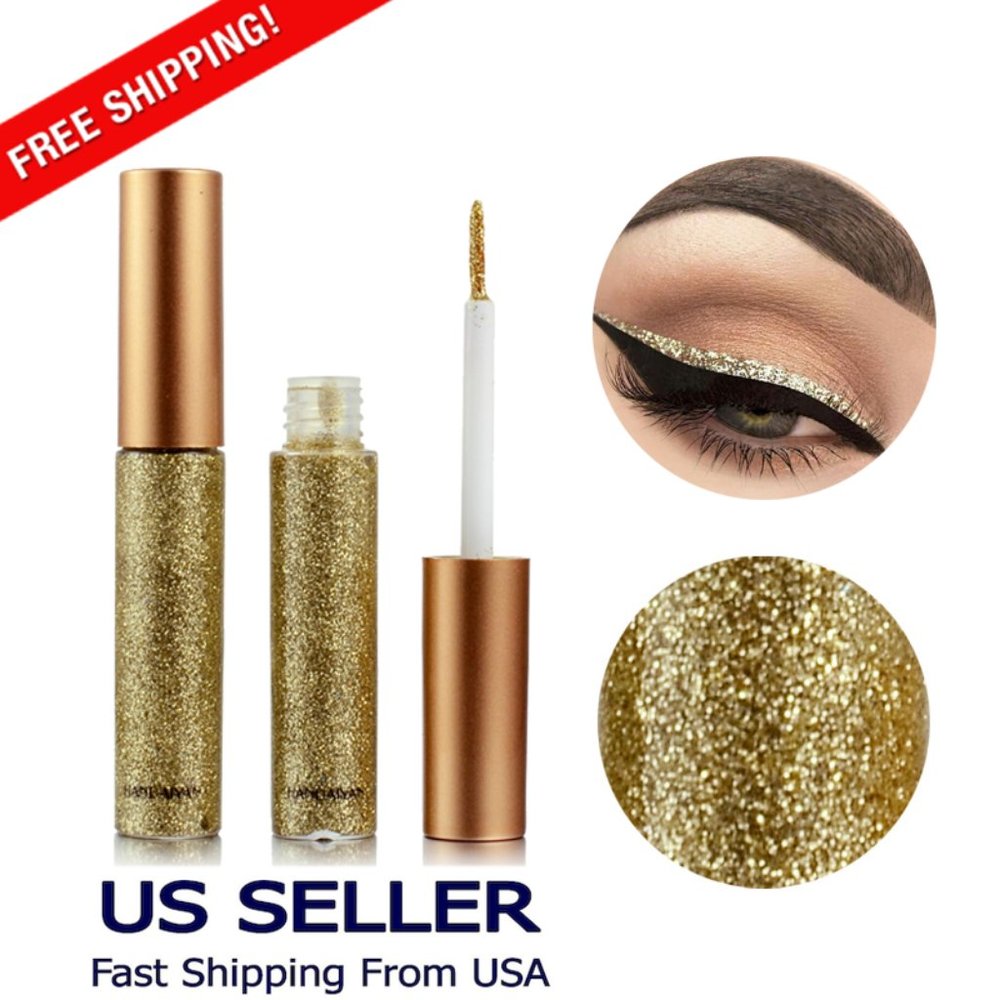 8 Colors GLITTER Waterproof Eyeshadow Liquid Eyeliner Makeup Shimmer Metallic